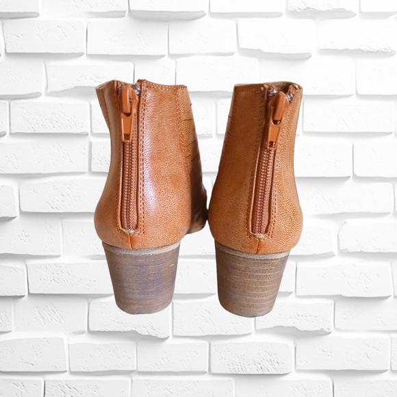 Madden Girl Rockella Women's Tan Leather Open Toe Zip Up Ankle Boots - Picture 5 of 16